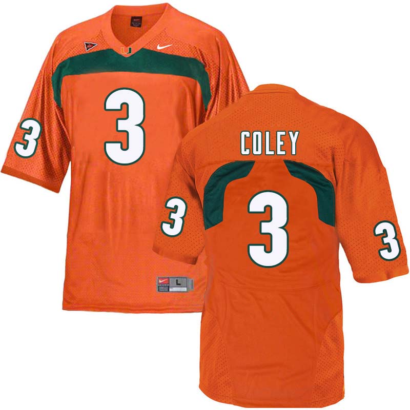 Nike Miami Hurricanes #3 Stacy Coley College Football Jerseys Sale-Orange - Click Image to Close
